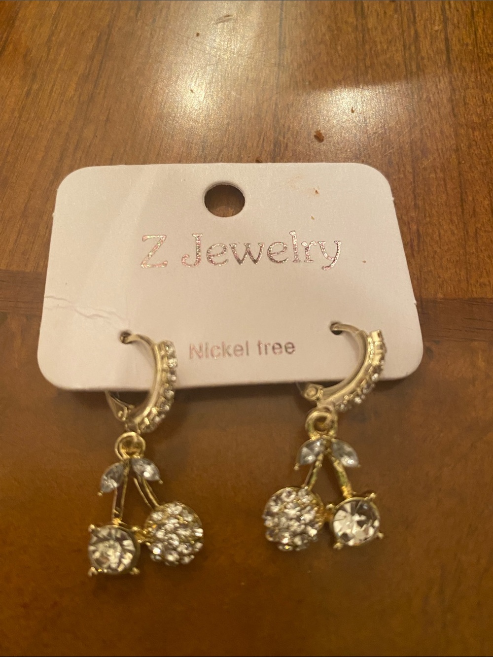 Gold Cherry Crystal Drop Earrings